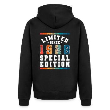 Édition limitée depuis 1928 Cadeau d’anniversaire - Veste à capuche bio Premium Unisexe - noir - Dos - Nico (187cm)