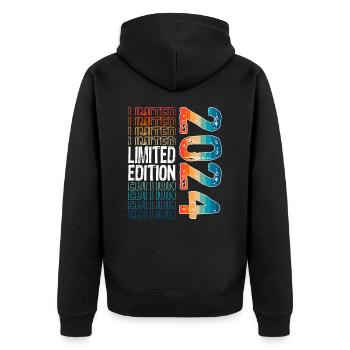 Limited Edition since 2024 Birthday Vintage 2024 - Unisex Premium Organic Zip Hoodie - black - Back - Nico (187cm)