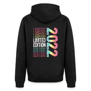 Edition limitée depuis 2022 Anniversaire Millésime 2022 - Veste à capuche bio Premium Unisexe - noir - Dos - Nico (187cm)