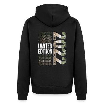 Edition limitée depuis 2022 Anniversaire Millésime 2022 - Veste à capuche bio Premium Unisexe - noir - Dos - Nico (187cm)