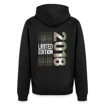 Limited Edition Since 2018 Birthday Vintage 2018 - Unisex Premium Organic Zip Hoodie - black - Back - Nico (187cm)