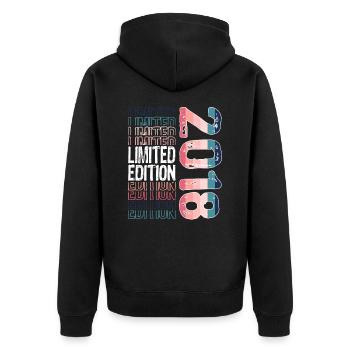 Limited Edition Since 2018 Birthday Vintage 2018 - Unisex Premium Organic Zip Hoodie - black - Back - Nico (187cm)
