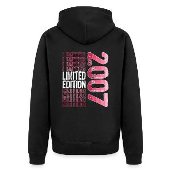 Limited Edition Since 2007 Birthday Vintage 2007 - Unisex Premium Organic Zip Hoodie - black - Back - Nico (187cm)
