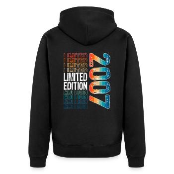 Limited Edition Since 2007 Birthday Vintage 2007 - Unisex Premium Organic Zip Hoodie - black - Back - Nico (187cm)