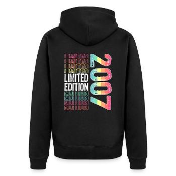 Limited Edition Since 2007 Birthday Vintage 2007 - Unisex Premium Organic Zip Hoodie - black - Back - Nico (187cm)