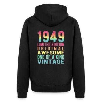 Edition limitée depuis 1949 Anniversaire Millésime 1949 - Veste à capuche bio Premium Unisexe - noir - Dos - Nico (187cm)