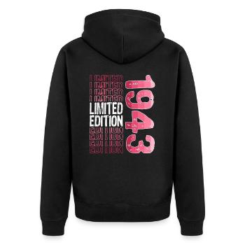 Édition limitée depuis 1943 Anniversaire Millésime 1943 - Veste à capuche bio Premium Unisexe - noir - Dos - Nico (187cm)