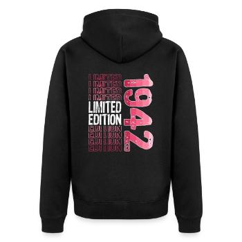 Limited Edition seit 1942 Geburtstag Vintage 1942 - Unisex Premium Bio Zip Hoodie - Schwarz - Hinten - Nico (187cm)