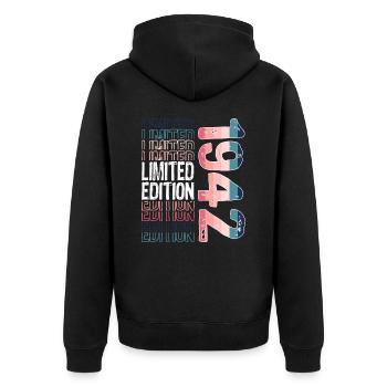 Limited Edition seit 1942 Geburtstag Vintage 1942 - Unisex Premium Bio Zip Hoodie - Schwarz - Hinten - Nico (187cm)