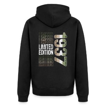 Edition limitée depuis 1937 Anniversaire Millésime 1937 - Veste à capuche bio Premium Unisexe - noir - Dos - Nico (187cm)