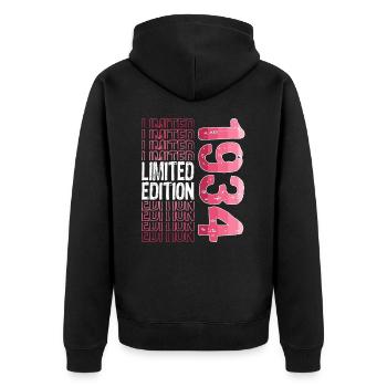 Edition Limitée Depuis 1934 Anniversaire Millésime 1934 - Veste à capuche bio Premium Unisexe - noir - Dos - Nico (187cm)