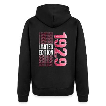 Limited Edition seit 1929 Geburtstag Vintage 1929 - Unisex Premium Bio Zip Hoodie - Schwarz - Hinten - Nico (187cm)