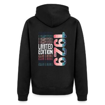 Limited Edition seit 1929 Geburtstag Vintage 1929 - Unisex Premium Bio Zip Hoodie - Schwarz - Hinten - Nico (187cm)