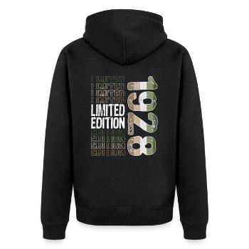 Edition limitée depuis 1928 Anniversaire Millésime 1928 - Veste à capuche bio Premium Unisexe - noir - Dos - Nico (187cm)