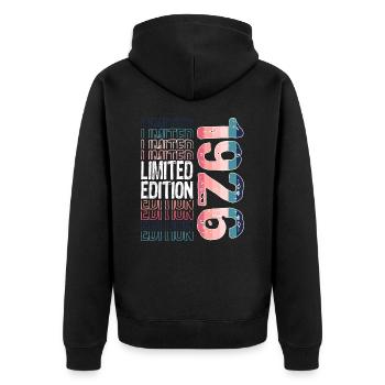Limited Edition seit 1926 Geburtstag Vintage 1926 - Unisex Premium Bio Zip Hoodie - Schwarz - Hinten - Nico (187cm)