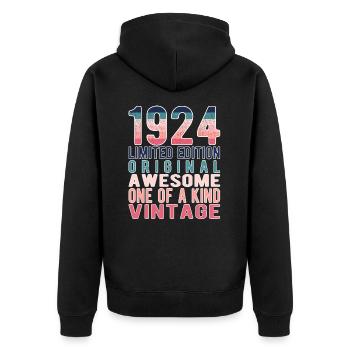 Limited Edition Since 1924 Birthday Vintage 1924 - Unisex Premium Organic Zip Hoodie - black - Back - Nico (187cm)