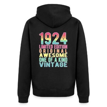 Limited Edition Since 1924 Birthday Vintage 1924 - Unisex Premium Organic Zip Hoodie - black - Back - Nico (187cm)