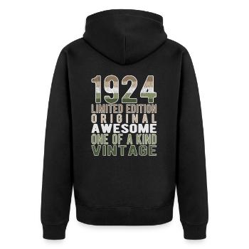 Limited Edition Since 1924 Birthday Vintage 1924 - Unisex Premium Organic Zip Hoodie - black - Back - Nico (187cm)