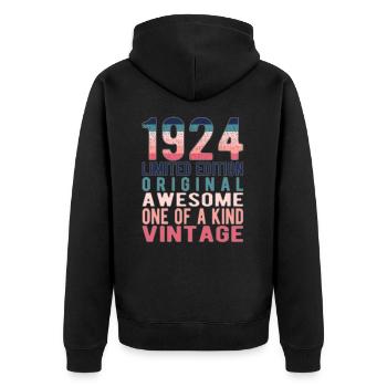 Limited Edition Since 1924 Birthday Vintage 1924 - Unisex Premium Organic Zip Hoodie - black - Back - Nico (187cm)