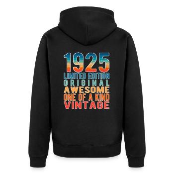Limited Edition seit 1925 Geburtstag Vintage 1925 - Unisex Premium Bio Zip Hoodie - Schwarz - Hinten - Nico (187cm)