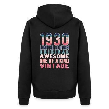 Limited Edition Since 1930's Birthday Vintage 1930's - Unisex Premium Organic Zip Hoodie - black - Back - Nico (187cm)