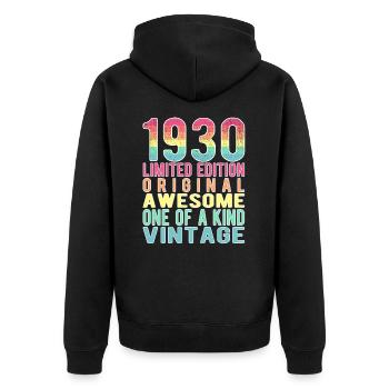 Limited Edition Since 1930 Birthday Vintage 1930's - Unisex Premium Organic Zip Hoodie - black - Back - Nico (187cm)