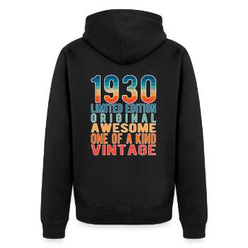 Limited Edition Since 1930 Birthday Vintage 1930's - Unisex Premium Organic Zip Hoodie - black - Back - Nico (187cm)