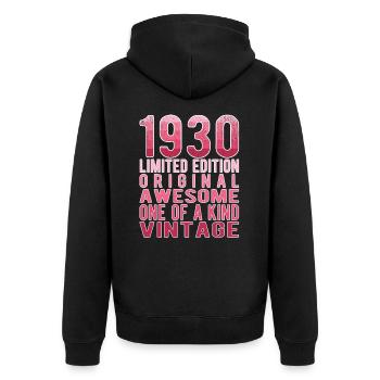 Limited Edition Since 1930 Birthday Vintage 1930's - Unisex Premium Organic Zip Hoodie - black - Back - Nico (187cm)