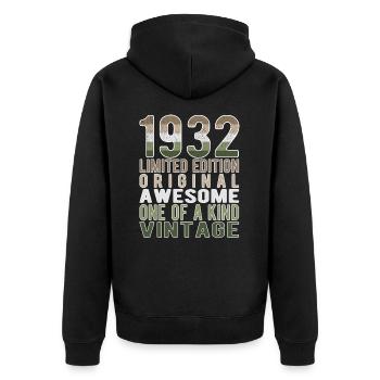 Edition limitée depuis 1932 Anniversaire Millésime 1932 - Veste à capuche bio Premium Unisexe - noir - Dos - Nico (187cm)