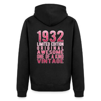 Edition limitée depuis 1932 Anniversaire Millésime 1932 - Veste à capuche bio Premium Unisexe - noir - Dos - Nico (187cm)