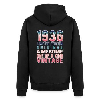 Edition limitée depuis 1936 Anniversaire Millésime 1936 - Veste à capuche bio Premium Unisexe - noir - Dos - Nico (187cm)