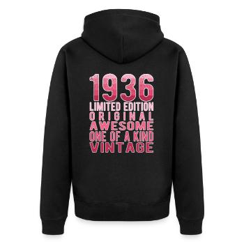 Edition limitée depuis 1936 Anniversaire Millésime 1936 - Veste à capuche bio Premium Unisexe - noir - Dos - Nico (187cm)