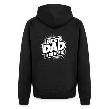 Bester Papa für immer zum Vatertag od. Geburtstag - Unisex Premium Bio Zip Hoodie - Schwarz - Hinten - Nico (187cm)