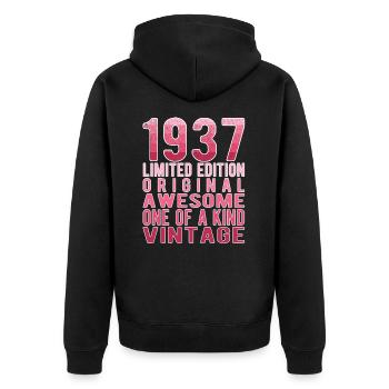 Limited Edition Since 1937 Birthday Vintage 1937 - Unisex Premium Organic Zip Hoodie - black - Back - Nico (187cm)