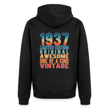 Limited Edition Since 1937 Birthday Vintage 1937 - Unisex Premium Organic Zip Hoodie - black - Back - Nico (187cm)