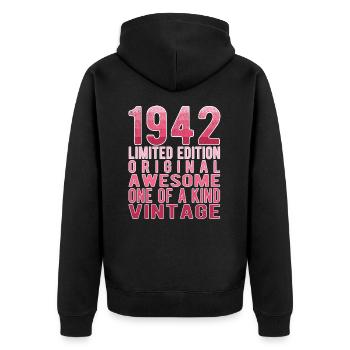 Limited Edition seit 1942 Geburtstag Vintage 1942 - Unisex Premium Bio Zip Hoodie - Schwarz - Hinten - Nico (187cm)