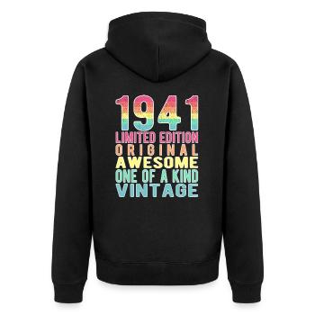 Edition limitée depuis 1941 Anniversaire Millésime 1941 - Veste à capuche bio Premium Unisexe - noir - Dos - Nico (187cm)