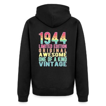 Edition limitée depuis 1944 Anniversaire Millésime 1944 - Veste à capuche bio Premium Unisexe - noir - Dos - Nico (187cm)