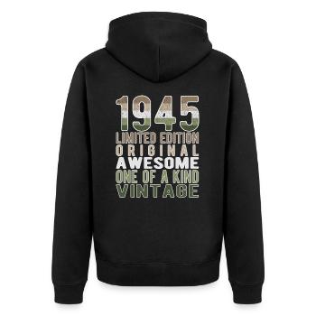 Limited Edition Since 1945 Birthday Vintage 1945 - Unisex Premium Organic Zip Hoodie - black - Back - Nico (187cm)