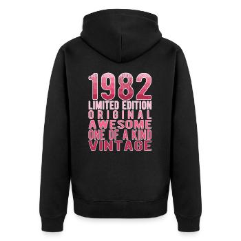 Edition limitée depuis 1982 Anniversaire Millésime 1982 - Veste à capuche bio Premium Unisexe - noir - Dos - Nico (187cm)