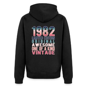 Edition limitée depuis 1982 Anniversaire Millésime 1982 - Veste à capuche bio Premium Unisexe - noir - Dos - Nico (187cm)