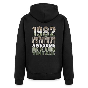 Edition limitée depuis 1982 Anniversaire Millésime 1982 - Veste à capuche bio Premium Unisexe - noir - Dos - Nico (187cm)