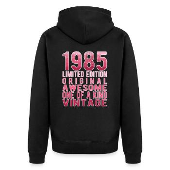 Edition limitée depuis 1985 Anniversaire Millésime 1985 - Veste à capuche bio Premium Unisexe - noir - Dos - Nico (187cm)