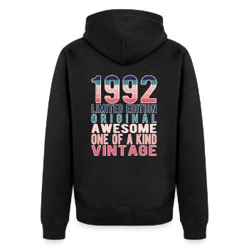 Edition limitée depuis 1992 Anniversaire Millésime 1992 - Veste à capuche bio Premium Unisexe - noir - Dos - Nico (187cm)