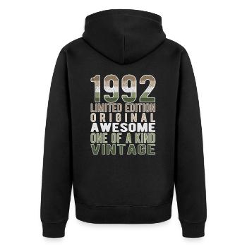 Edition Limitée Depuis 1992 Anniversaire Millésime 1992 - Veste à capuche bio Premium Unisexe - noir - Dos - Nico (187cm)