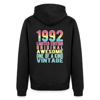 Edition Limitée Depuis 1992 Anniversaire Millésime 1992 - Veste à capuche bio Premium Unisexe - noir - Dos - Nico (187cm)
