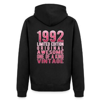 Edition Limitée Depuis 1992 Anniversaire Millésime 1992 - Veste à capuche bio Premium Unisexe - noir - Dos - Nico (187cm)