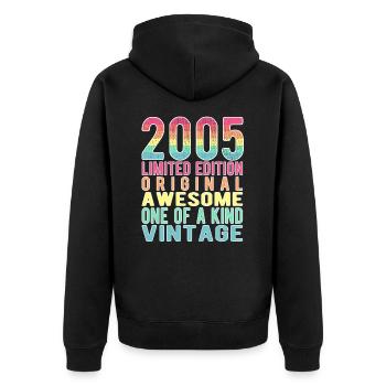 Edition limitée depuis 2005 Anniversaire Millésime 2005 - Veste à capuche bio Premium Unisexe - noir - Dos - Nico (187cm)