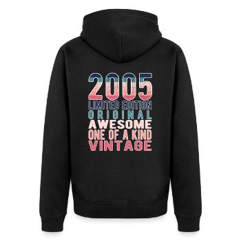 Edition limitée depuis 2005 Anniversaire Millésime 2005 - Veste à capuche bio Premium Unisexe - noir - Dos - Nico (187cm)