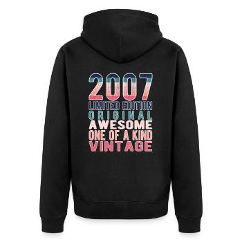 Limited Edition Since 2007 Birthday Vintage 2007 - Unisex Premium Organic Zip Hoodie - black - Back - Nico (187cm)